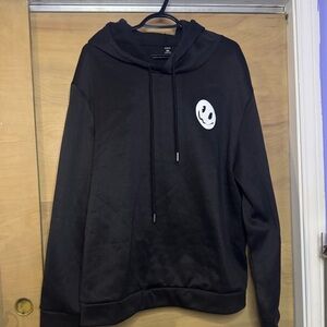 SHEIN Black Hoodie with White Smiley Patch